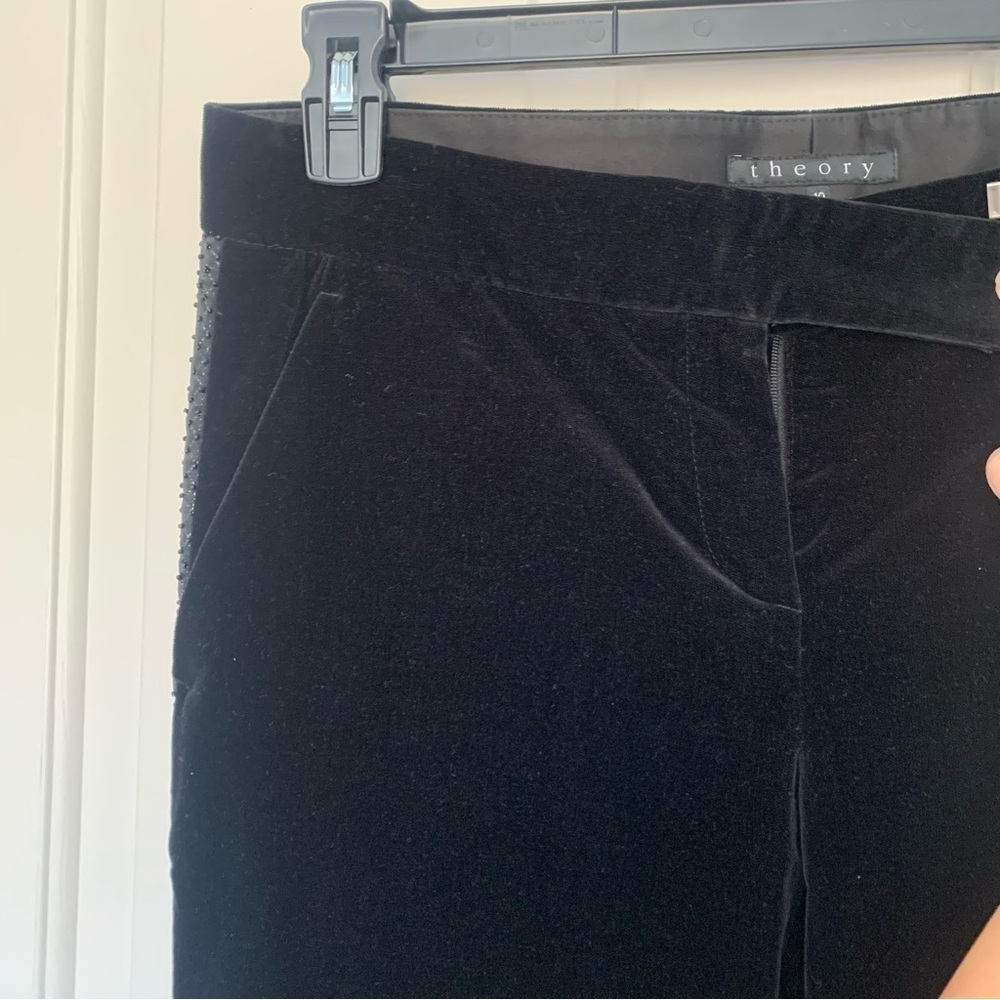 Theory Tara Be velvet beaded embellished black y2k flare pants size 10 - Picture 5 of 13